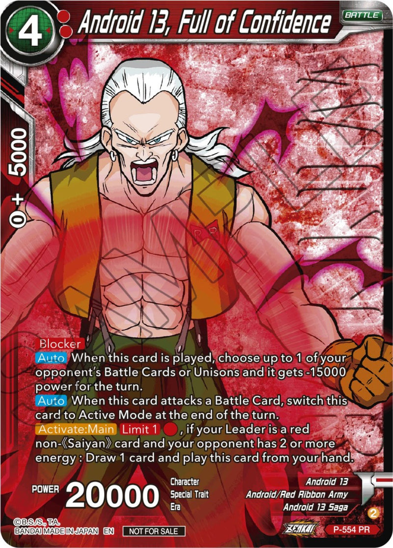 Android 13, Full of Confidence (Zenkai Series Tournament Pack Vol.6) (Winner) (P-554) [Tournament Promotion Cards]