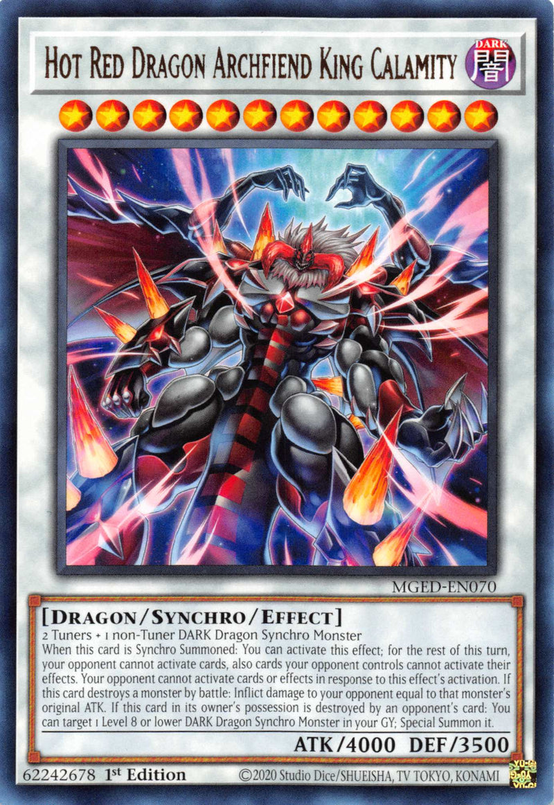 Hot Red Dragon Archfiend King Calamity [MGED-EN070] Rare - tcgcollectibles